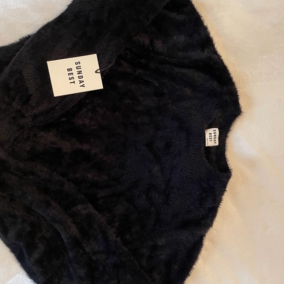 Sunday Best Aritiza Kitten Sweater Knit Black NWT cozy sweatshirt top blouse - Picture 4 of 8